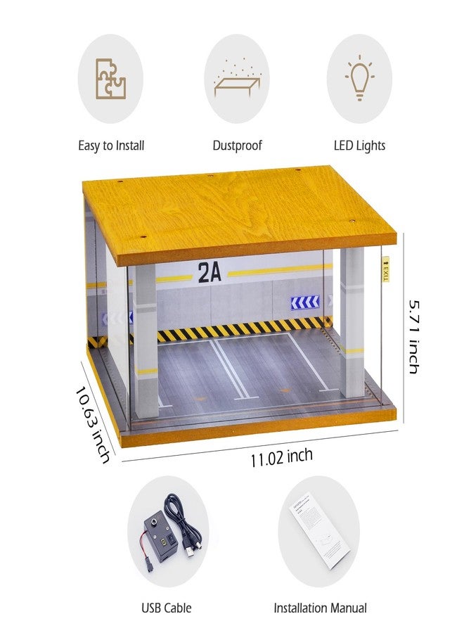 سيارة عرض بمقياس 1/24 مع إضاءة LED وغطاء أكريليك، مرآب سيارات خشبي مصبوب، موقف سيارات مزدوج، رمادي وأبيض - Image 2